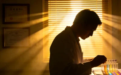 医生与乙肝肝癌患者沟通靶向治疗方案的场景