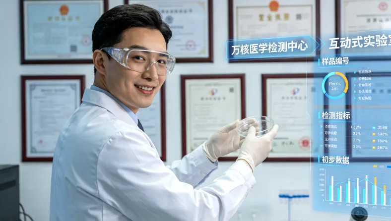 一位患者和医生共同观看基因检测报告