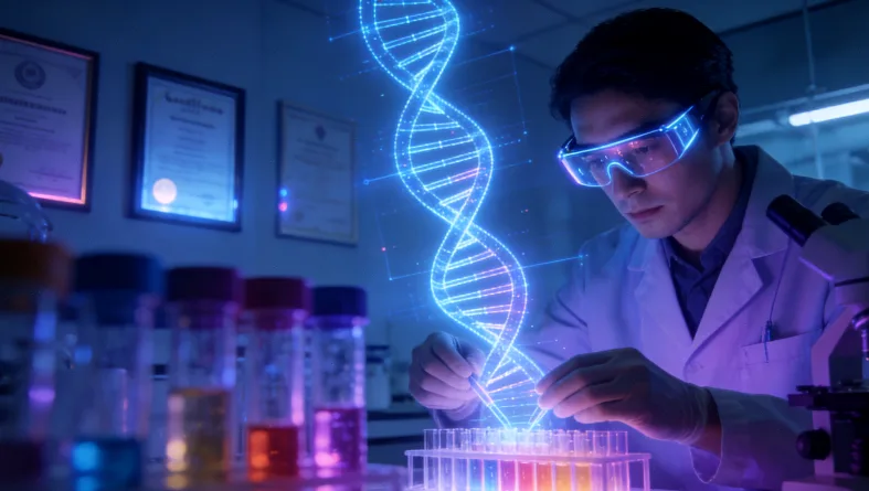 基因测序仪正在运行,展示现代检测技术