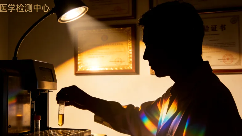 病理医生在显微镜下观察乳腺癌组织切片