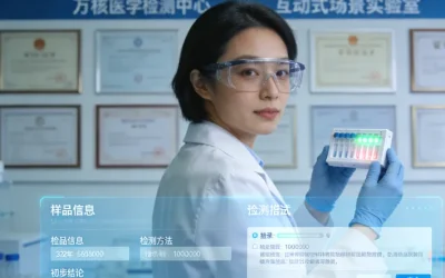 医生与患者拿着病理报告沟通基因检测的场景