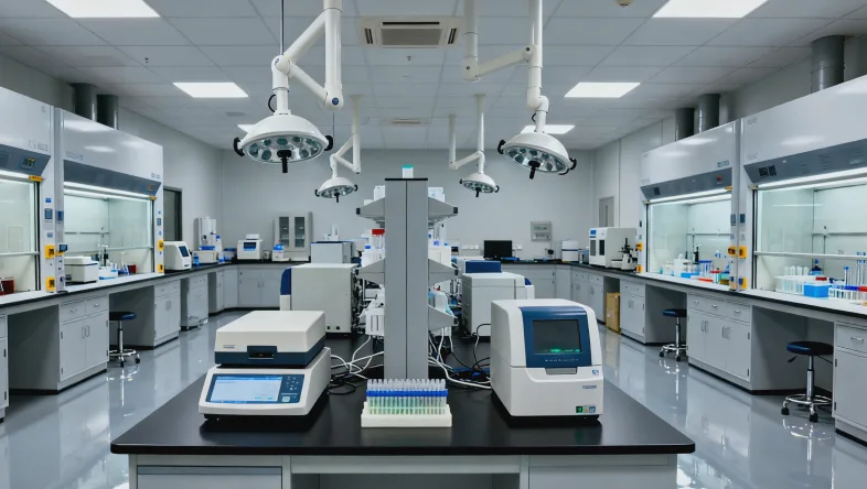 两位病理医生正在显微镜前讨论切片