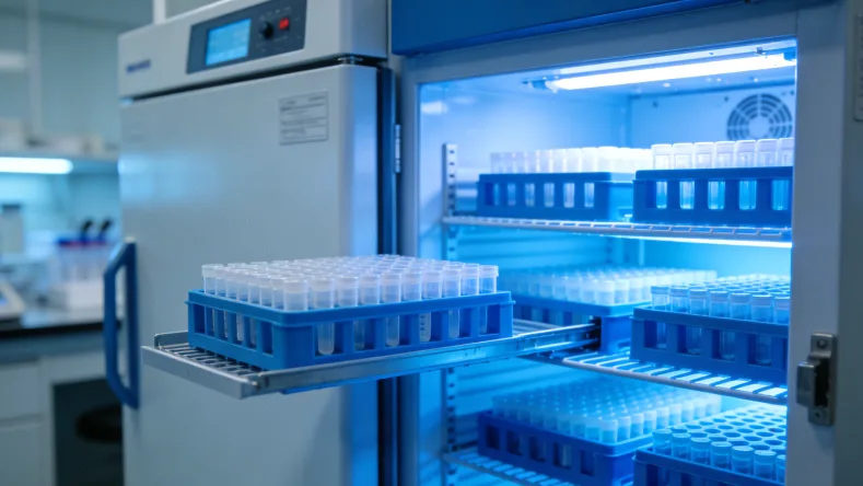 FISH检测在显微镜下的红绿荧光信号对比图。