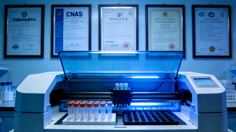 实验室技术员正在进行免疫组化染色操作