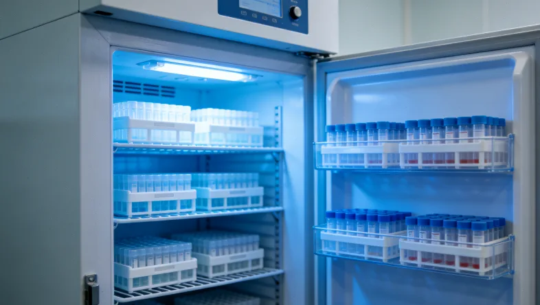 一位女性在诊室内看着基因检测报告,表情困惑