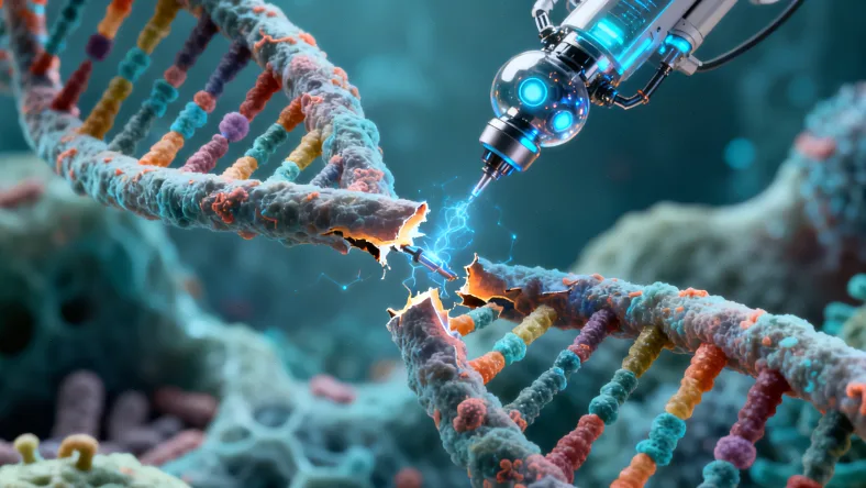 一位患者正在家中用电子体温计测量体温。