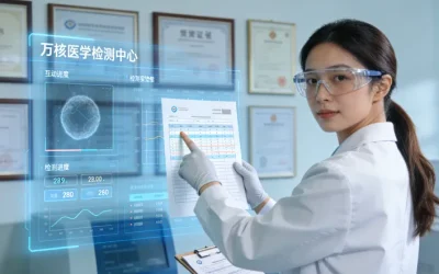 医生与患者共同查看基因检测报告示意图