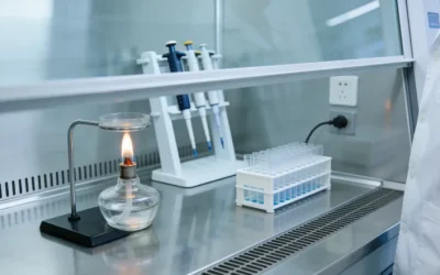 病理科医生在评估蜡块与切片