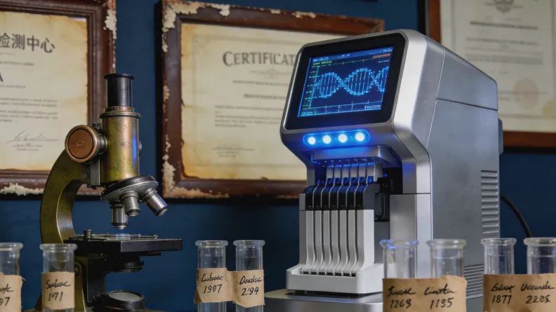 NGS测序仪正在运行工作的示意图