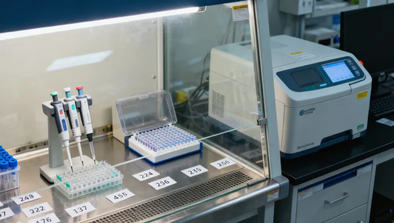 病理技师将活检组织放入福尔马林固定液瓶中