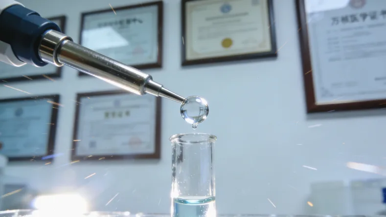 医生与肺癌患者拿着病理报告沟通的示意图