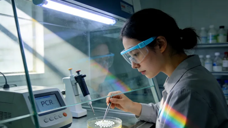 组织样本放入保存液并置于冰盒中的示意图