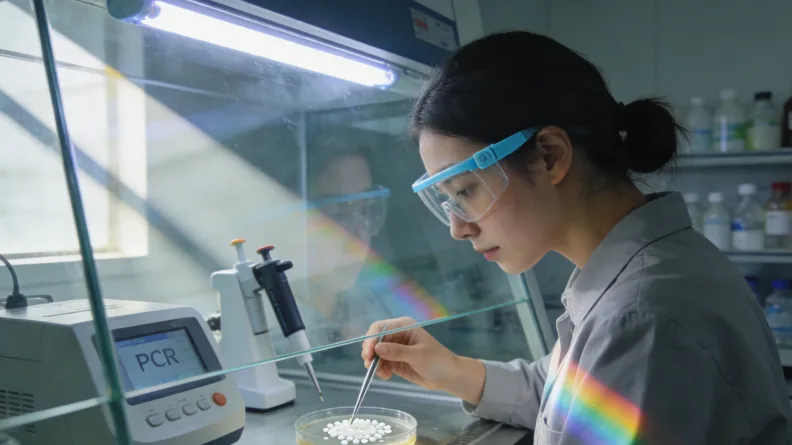 显微镜下的子宫内膜癌细胞与正常细胞对比