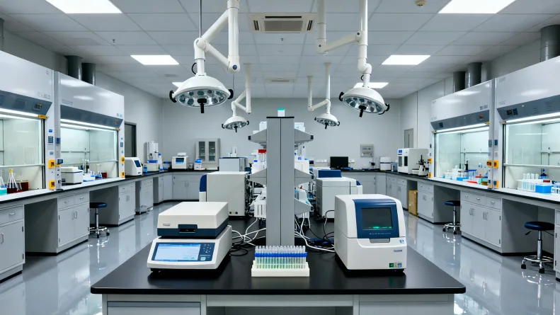 实验室技术人员进行PCR检测操作特写