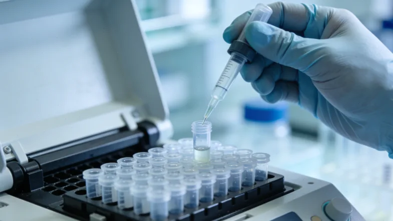 病理医生在对比手术大标本与穿刺小标本的PD-L1染色切片