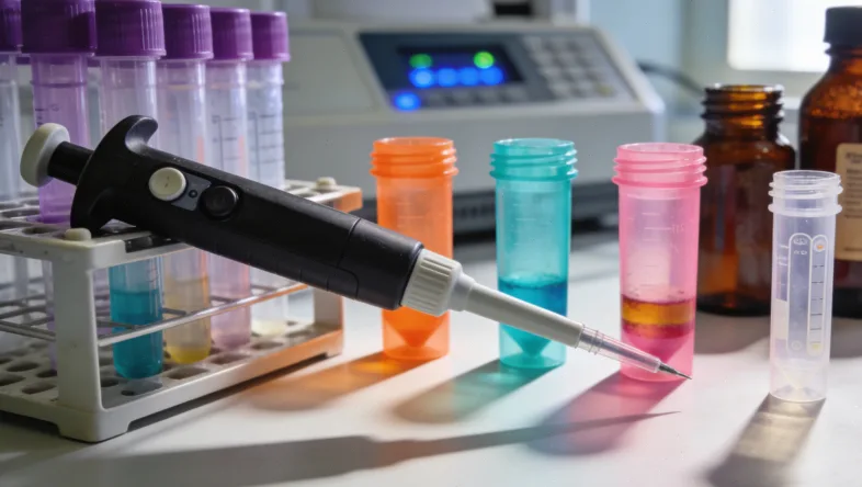 实验室技术人员进行血液样本处理和分析的工作场景