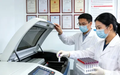 病理科医生在显微镜下观察组织切片